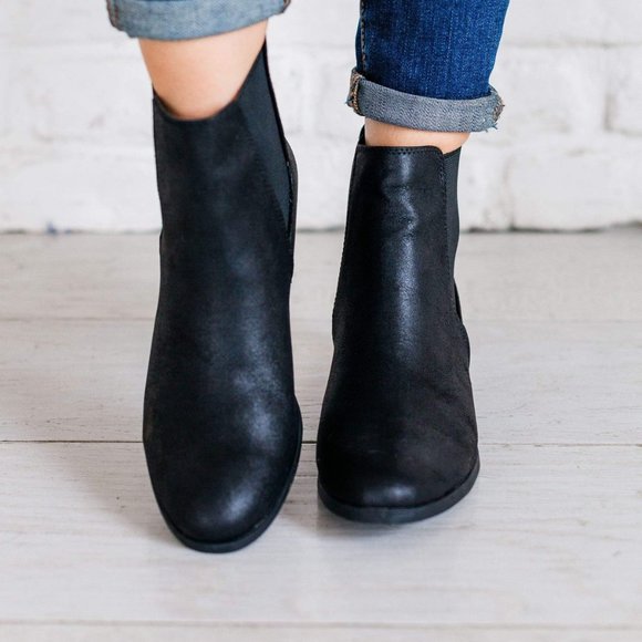 Qupid Chelsea Repeat Slip on Bootie Ankle Boots Slip on - BLACK - Picture 4 of 4